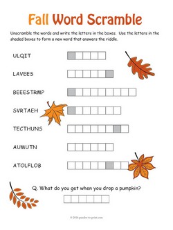 fall word scramble 250