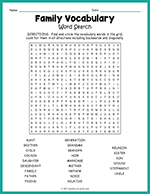 Family Vocabulary Word Search thumbnail