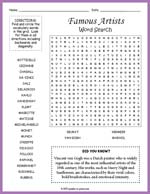 Famous Artists Word Search Thumbnail