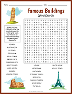 Famous Buildings Word Search thumbnail