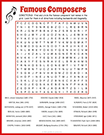 Famous Composers Word Search thumbnail