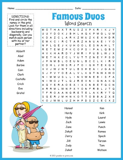 Famous Duos Word Search
