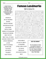 Famous Landmarks Word Search Thumbnail