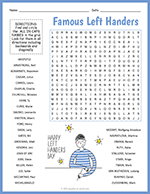 Famous Left Handers Word Search thumbnail