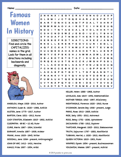 Women's History Month Word Search on Made Pay Teachers