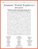 Famous World Explorers Word Search Thumbnail