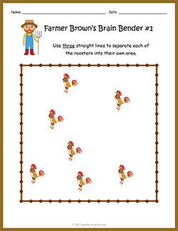 Free printable Farmer Brown's Brain Bender 1 puzzle worksheet