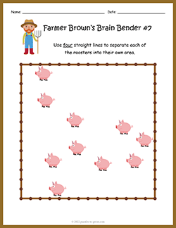 Free printable Farmer Brown's Brain Bender 7 puzzle worksheet