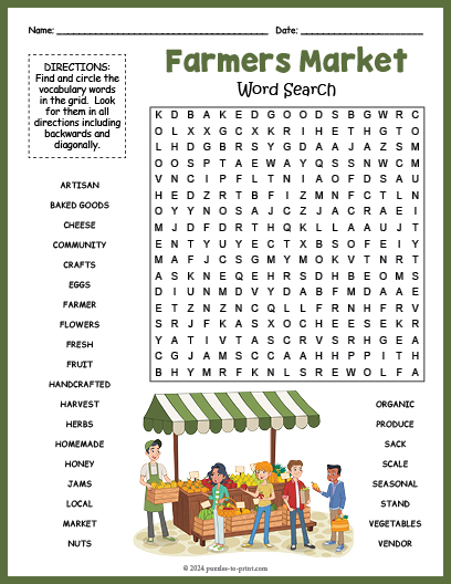 Farmers Market Word Search