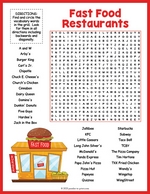 Fast Food Restaurants Word Search thumbnail