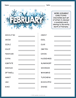 February Word Scramble thumbnail