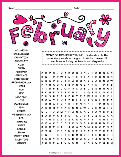 February Word Search