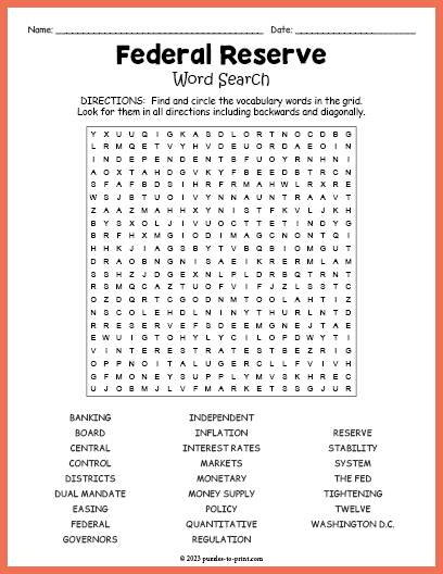 Federal Reserve Word Search