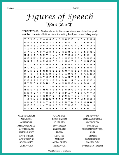 Figures of Speech Word Search