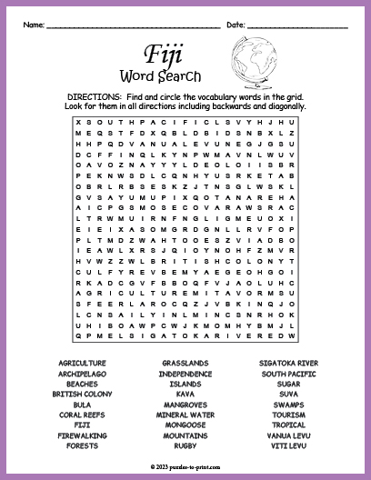 Fiji Word Search