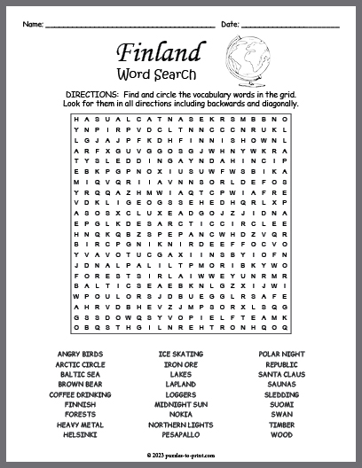 Finland Word Search