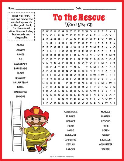 Fireman Word Search