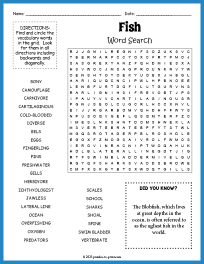 Fish Word Search