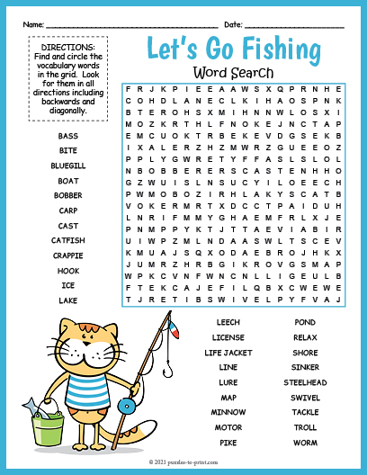 Fishing Word Search