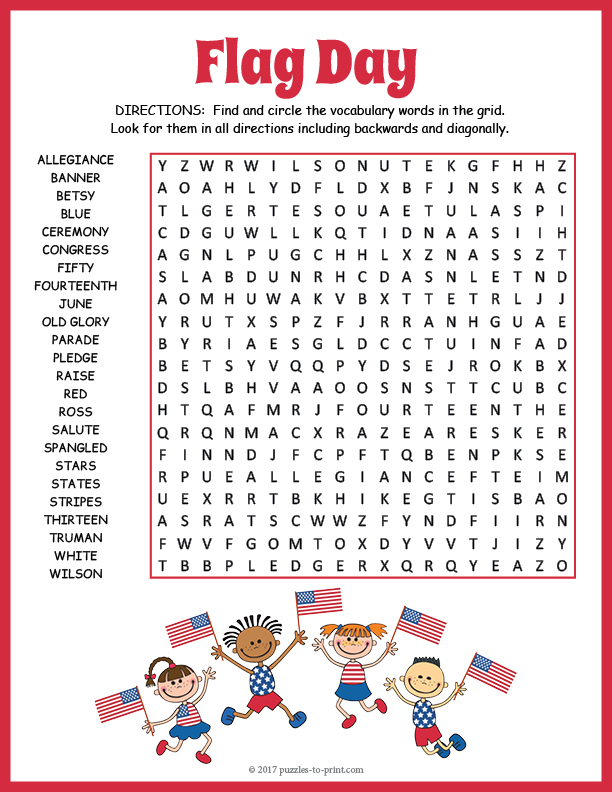 Flag Day Word Search Thumbnail