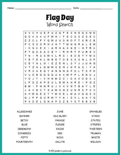 Flag Day Word Search