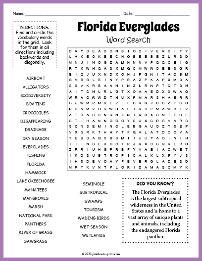 Florida Everglades Word Search