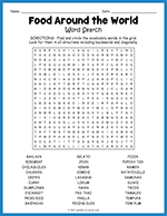 Food Around the World Word Search thumbnail