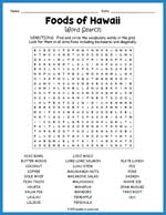 Foods of Hawaii Word Search Thumbnail