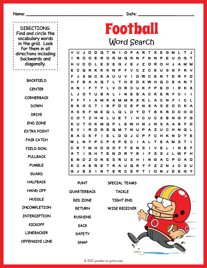 Football Word Search Word Search