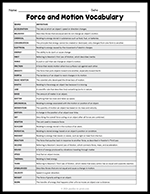 Force and Motion Vocabulary thumbnail