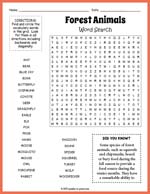 Forest Animals Word Search Thumbnail