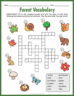 Free printable Forest Vocabulary Crossword puzzle worksheet