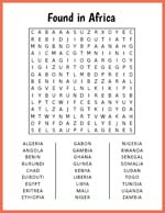 Found in Africa Word Search thumbnail