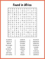 Found in Africa Word Search thumbnail