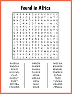 Found in Africa Word Search thumbnail