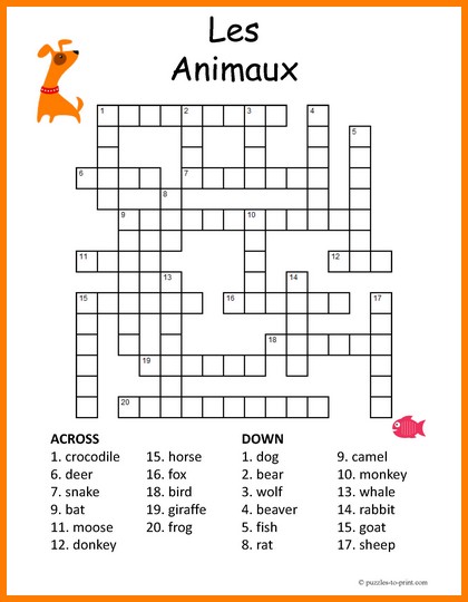 French Animals Crossword