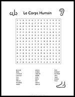 French Body Part Word Search thumbnail