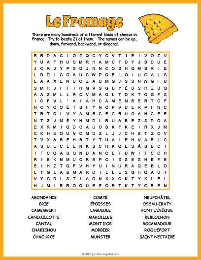 French Cheese Word Search