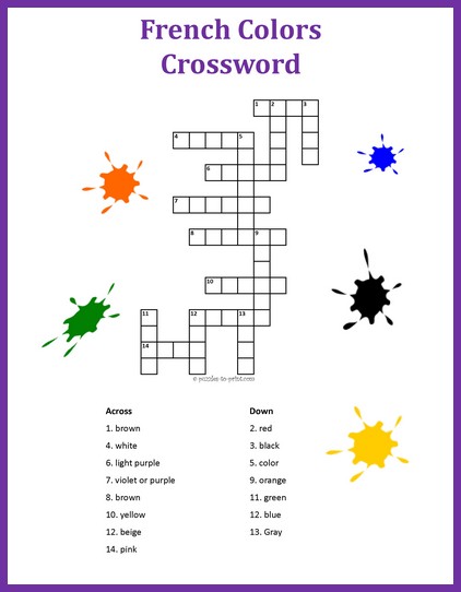 French Colors Crossword