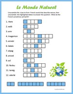 French Nature Word Scramble thumbnail