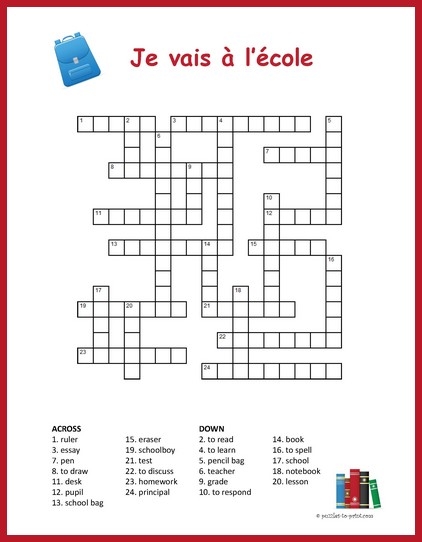 French School Crossword