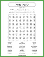 Frida Kahlo Word Search Thumbnail