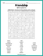 Friendship Word Search Thumbnail