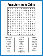 From Antelope to Zebra Word Search thumbnail