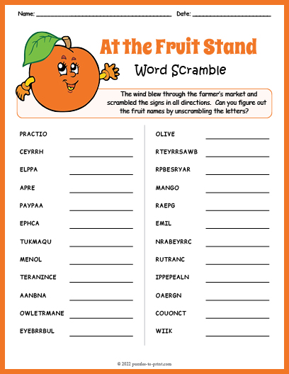 Fruit Word Scramble