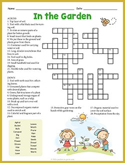 Free printable Gardening Crossword puzzle worksheet
