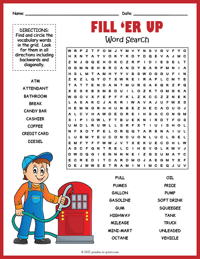 Gas Station Word Search