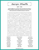 Georgia O'Keeffe Word Search Thumbnail