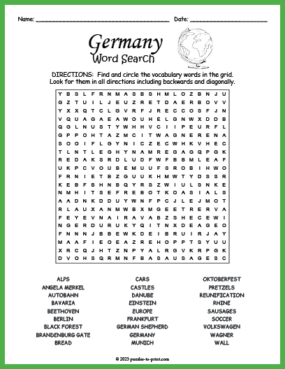 Germany Word Search