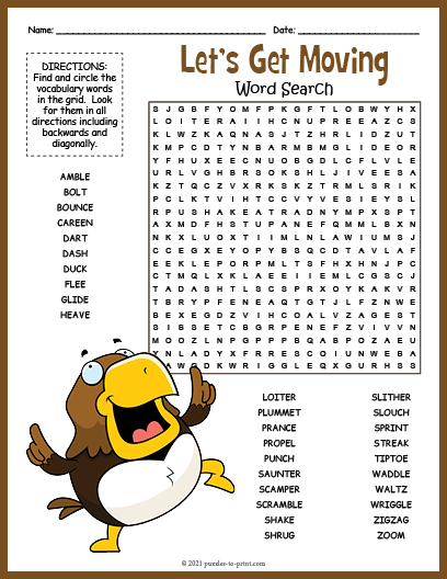 Get Moving Word Search